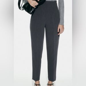Zara pants with high waist pleat gray marl L  2162/888 trouser slack